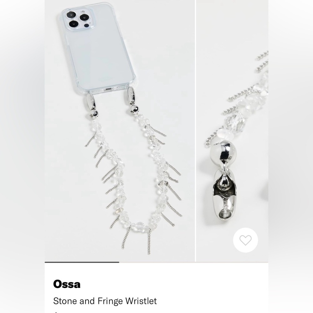 Elegant Silver and White Phone Case with Beaded Strap - Ossa New York